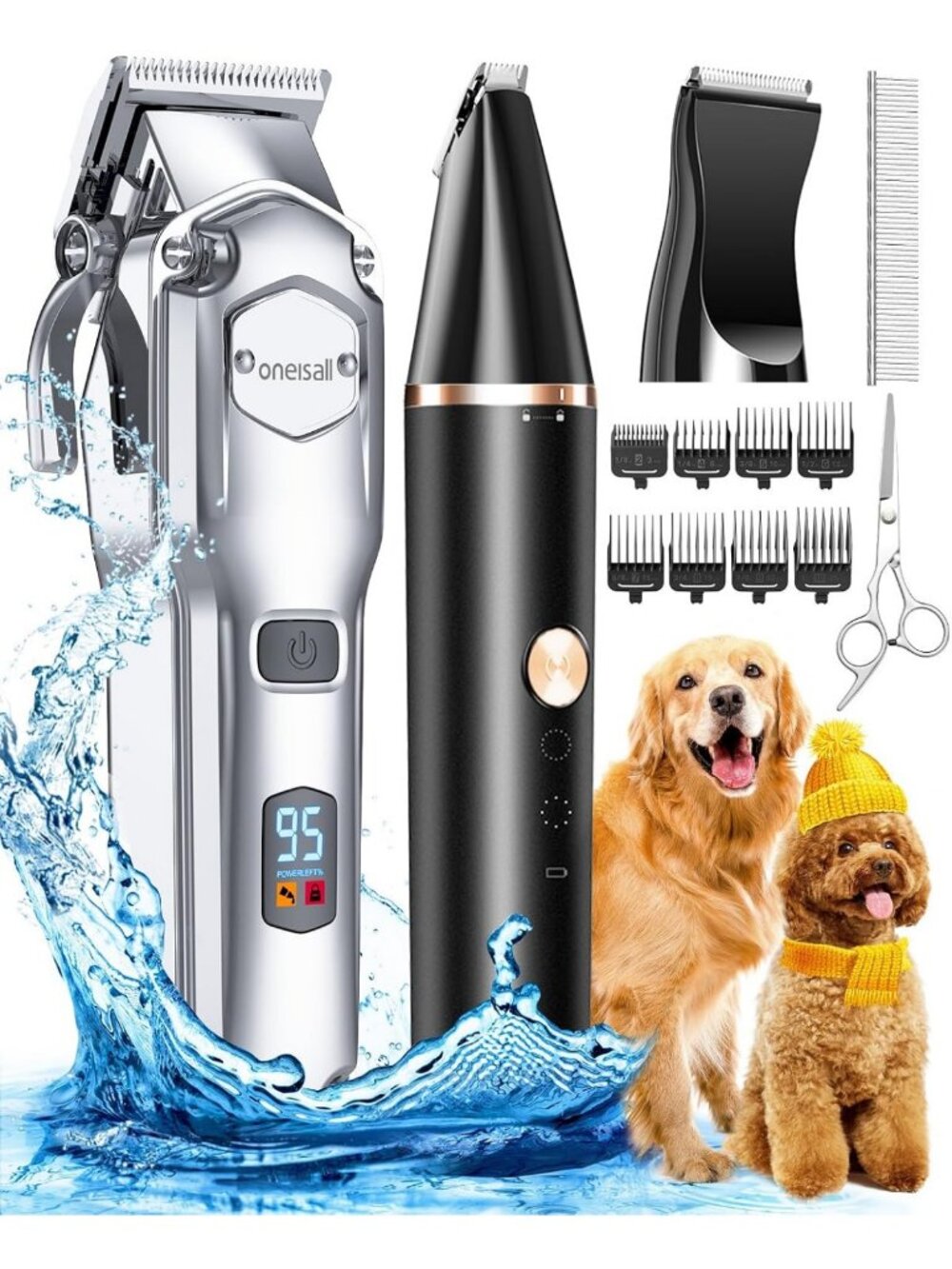 Dog Grooming Kit for Thick Matted Hair | Stainless Steel Clippers, Waterproof